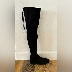 NEW! REFRESH black suede over the knee boots. Size 6.